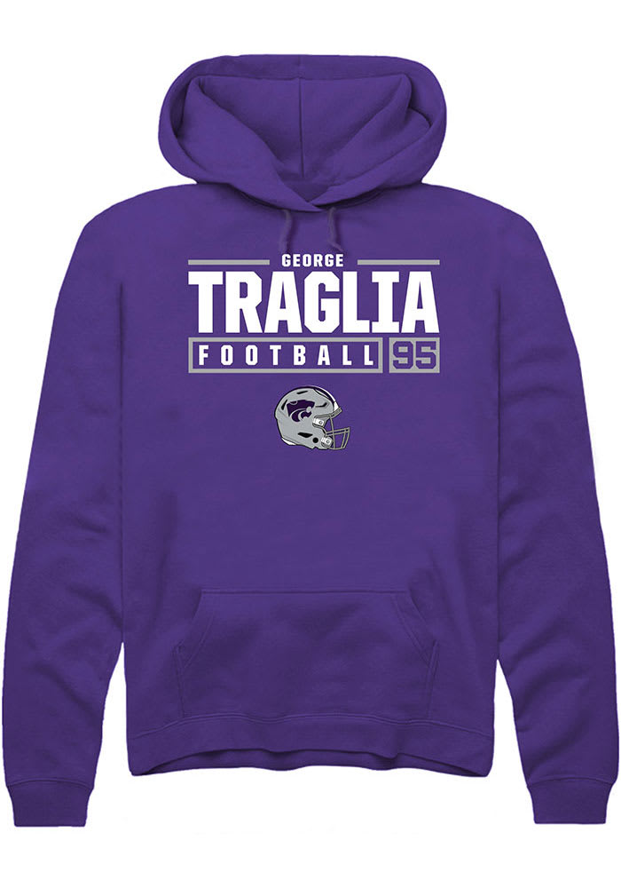 George Traglia Rally K-State Wildcats Mens Purple NIL Stacked Box Long Sleeve Hoodie