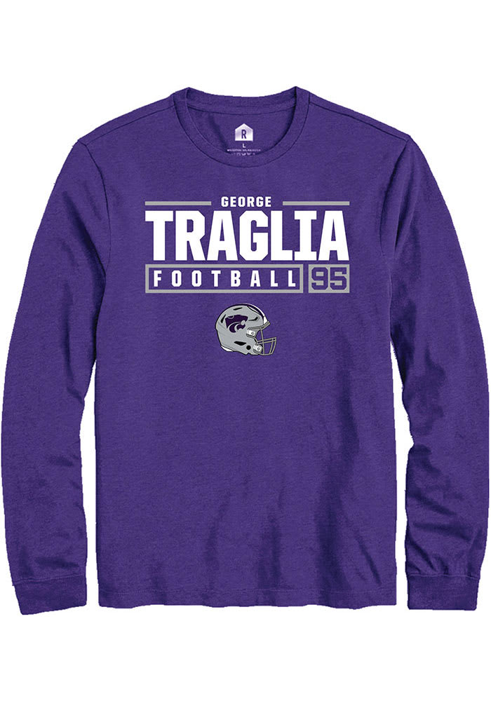 George Traglia K-State Wildcats Purple Rally NIL Stacked Box Long Sleeve T Shirt