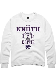 Jacob Knuth Rally Mens White K-State Wildcats NIL Sport Icon Crew Sweatshirt