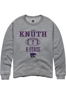 Jacob Knuth Rally Mens Graphite K-State Wildcats NIL Sport Icon Crew Sweatshirt