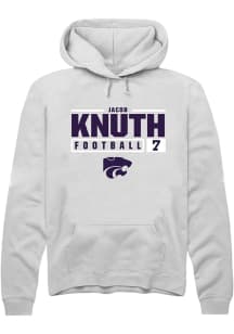 Jacob Knuth Rally Mens White K-State Wildcats NIL Stacked Box Hooded Sweatshirt