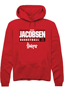 Cale Jacobsen  Rally Nebraska Cornhuskers Mens Red NIL Stacked Box Long Sleeve Hoodie