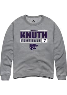 Jacob Knuth Rally Mens Graphite K-State Wildcats NIL Stacked Box Crew Sweatshirt