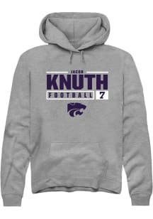 Jacob Knuth Rally Mens Graphite K-State Wildcats NIL Stacked Box Hooded Sweatshirt