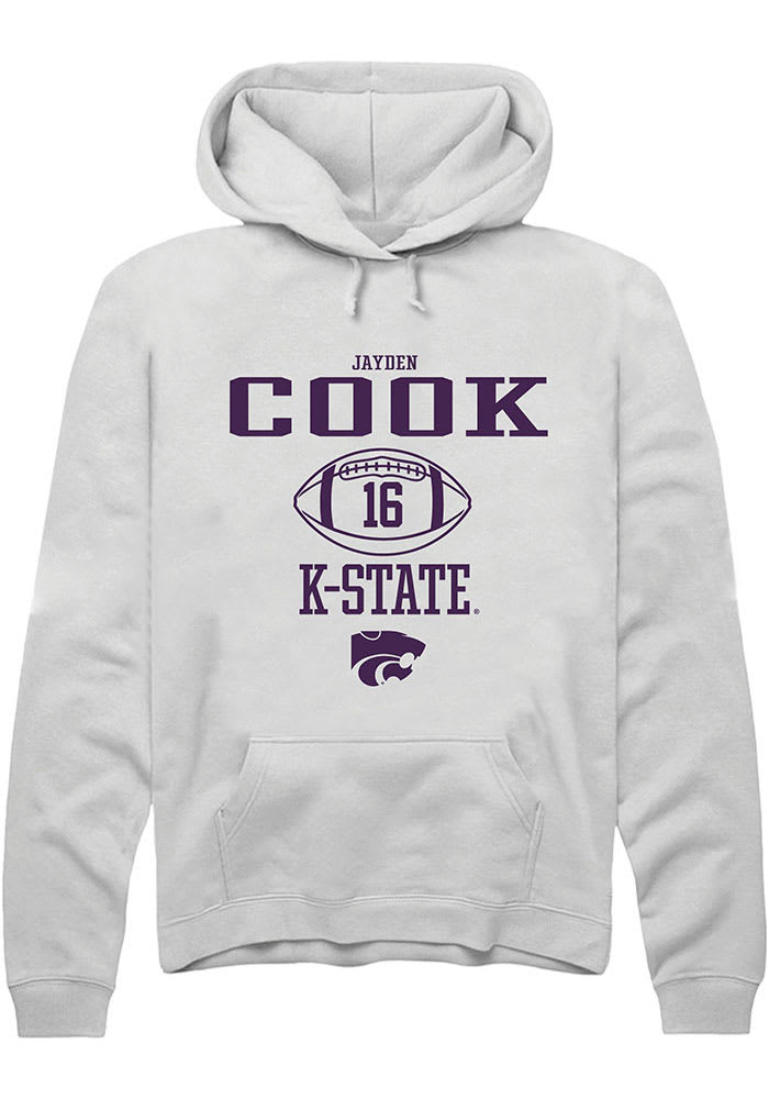 Jayden Cook Rally K-State Wildcats Mens White NIL Sport Icon Long Sleeve Hoodie