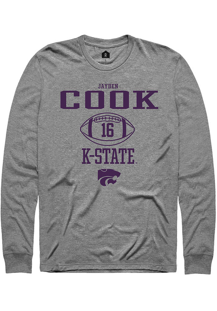 Jayden Cook K-State Wildcats Grey Rally NIL Sport Icon Long Sleeve T Shirt