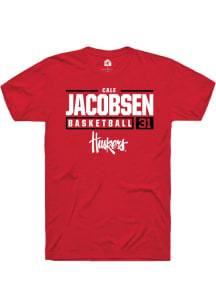 Cale Jacobsen Red Nebraska Cornhuskers NIL Stacked Box Short Sleeve T Shirt