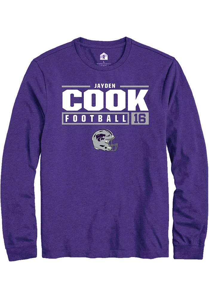Jayden Cook K-State Wildcats Purple Rally NIL Stacked Box Long Sleeve T Shirt