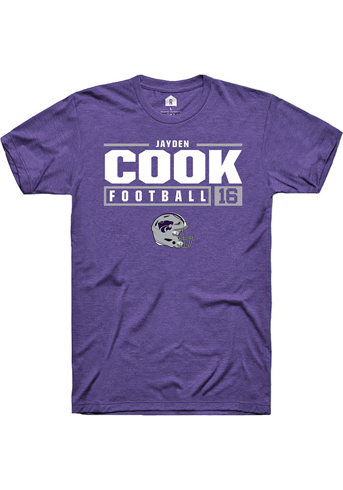 Jayden Cook K-State Wildcats Purple Rally NIL Stacked Box Short Sleeve T Shirt