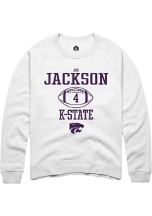 Joe Jackson  Rally K-State Wildcats Mens White NIL Sport Icon Long Sleeve Crew Sweatshirt