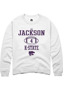 Joe Jackson Rally Mens White K-State Wildcats NIL Sport Icon Crew Sweatshirt