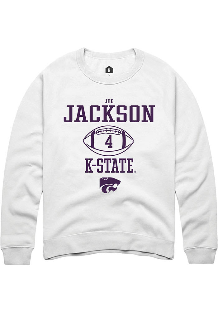 Joe Jackson Rally K-State Wildcats Mens White NIL Sport Icon Long Sleeve Crew Sweatshirt