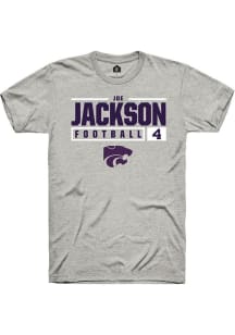 Joe Jackson  K-State Wildcats Ash Rally NIL Stacked Box Short Sleeve T Shirt