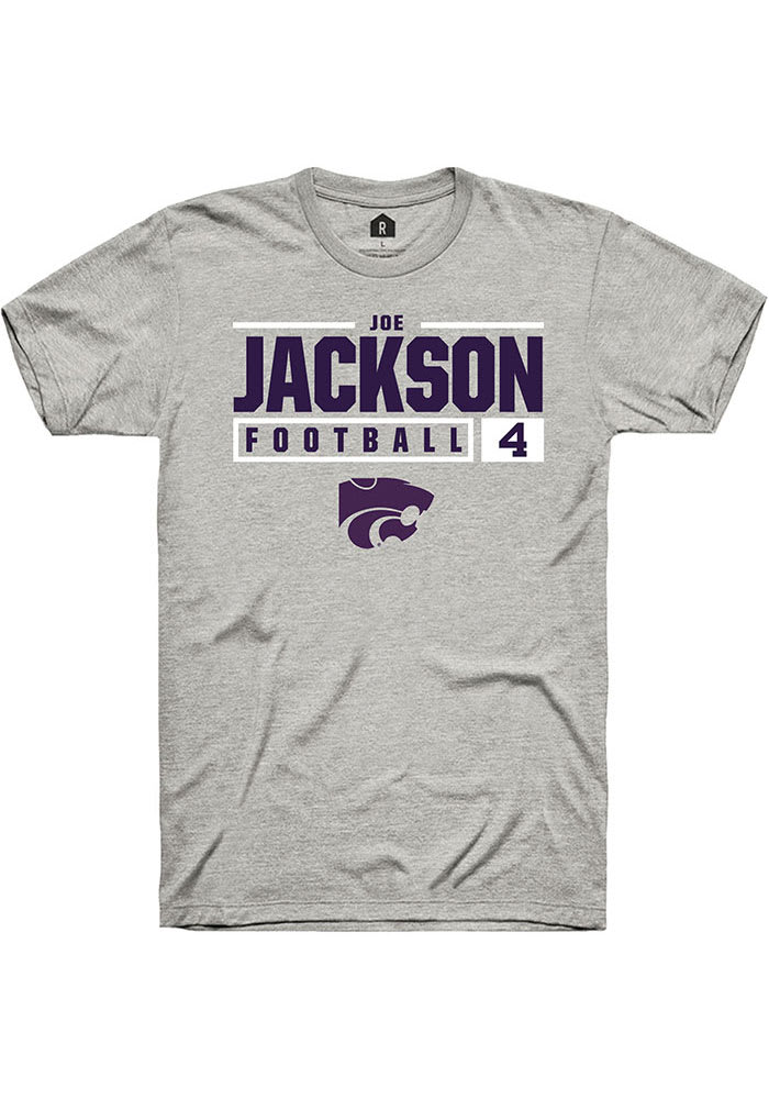 Joe Jackson K-State Wildcats Grey Rally NIL Stacked Box Short Sleeve T Shirt