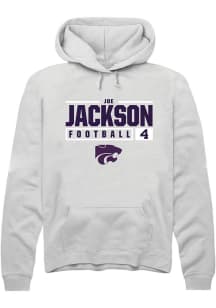 Joe Jackson Rally Mens White K-State Wildcats NIL Stacked Box Hooded Sweatshirt