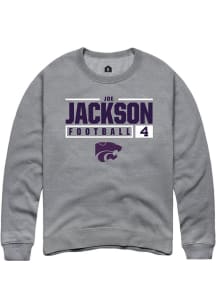Joe Jackson  Rally K-State Wildcats Mens Graphite NIL Stacked Box Long Sleeve Crew Sweatshirt