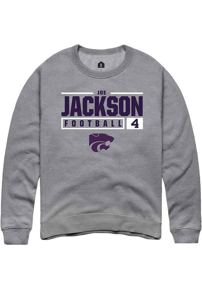 Joe Jackson Rally K-State Wildcats Mens Grey NIL Stacked Box Long Sleeve Crew Sweatshirt