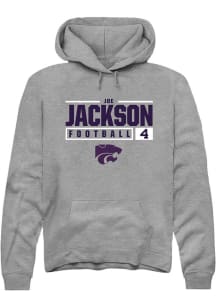 Joe Jackson Rally Mens Graphite K-State Wildcats NIL Stacked Box Hooded Sweatshirt