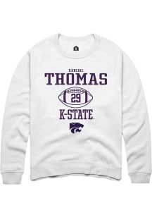 Kanijal Thomas Rally Mens White K-State Wildcats NIL Sport Icon Crew Sweatshirt