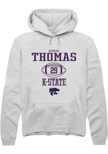 Kanijal Thomas Rally Mens White K-State Wildcats NIL Sport Icon Hooded Sweatshirt