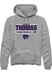 Kanijal Thomas Rally Mens Graphite K-State Wildcats NIL Stacked Box Hooded Sweatshirt