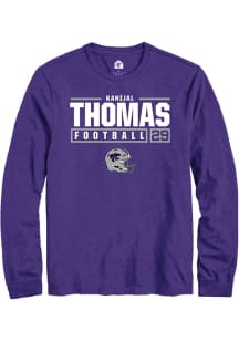 Kanijal Thomas Rally Mens Purple K-State Wildcats NIL Stacked Box Tee