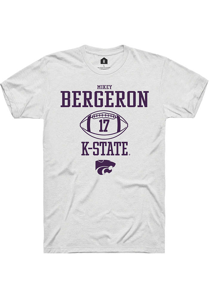 Mikey Bergeron K-State Wildcats White Rally NIL Sport Icon Short Sleeve T Shirt