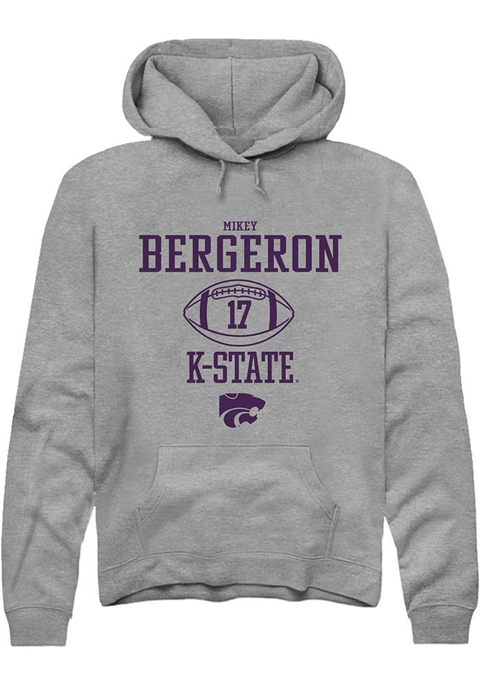 Mikey Bergeron Rally K-State Wildcats Mens Grey NIL Sport Icon Long Sleeve Hoodie