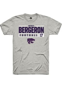 Mikey Bergeron  K-State Wildcats Ash Rally NIL Stacked Box Short Sleeve T Shirt