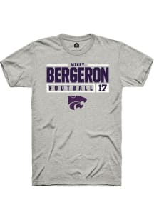 Mikey Bergeron Ash K-State Wildcats NIL Stacked Box Short Sleeve T Shirt