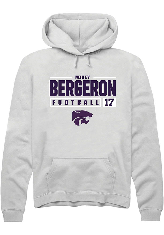 Mikey Bergeron Rally K-State Wildcats Mens White NIL Stacked Box Long Sleeve Hoodie