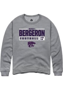 Mikey Bergeron  Rally K-State Wildcats Mens Graphite NIL Stacked Box Long Sleeve Crew Sweatshirt