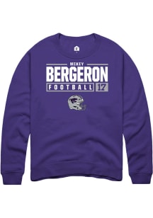 Mikey Bergeron  Rally K-State Wildcats Mens Purple NIL Stacked Box Long Sleeve Crew Sweatshirt