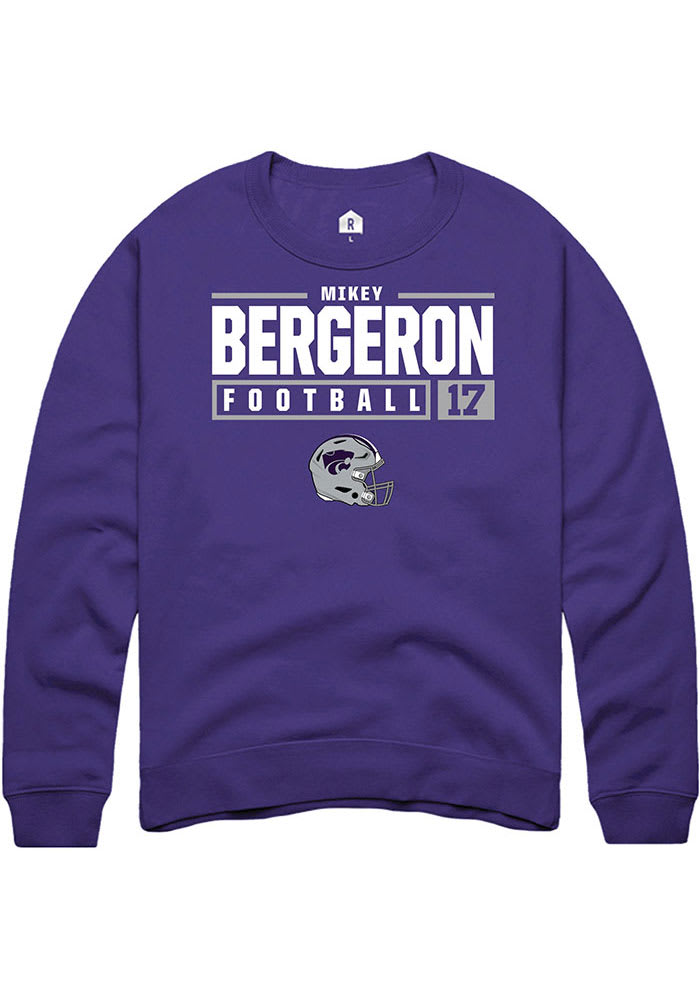 Mikey Bergeron Rally K-State Wildcats Mens Purple NIL Stacked Box Long Sleeve Crew Sweatshirt
