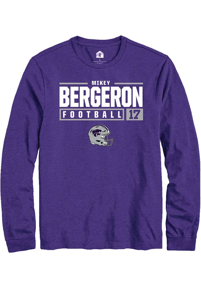 Mikey Bergeron K-State Wildcats Purple Rally NIL Stacked Box Long Sleeve T Shirt