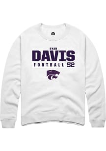 Ryan Davis Rally Mens White K-State Wildcats NIL Stacked Box Crew Sweatshirt