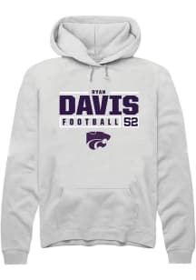 Ryan Davis Rally Mens White K-State Wildcats NIL Stacked Box Hooded Sweatshirt