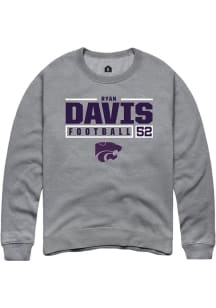 Ryan Davis Rally Mens Graphite K-State Wildcats NIL Stacked Box Crew Sweatshirt