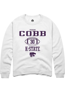 Teagan Cobb Rally Mens White K-State Wildcats NIL Sport Icon Crew Sweatshirt