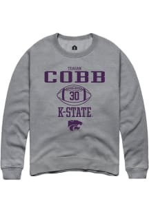 Teagan Cobb Rally Mens Graphite K-State Wildcats NIL Sport Icon Crew Sweatshirt