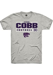 Teagan Cobb Ash K-State Wildcats NIL Stacked Box Short Sleeve T Shirt