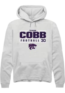 Teagan Cobb Rally Mens White K-State Wildcats NIL Stacked Box Hooded Sweatshirt