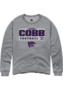 Teagan Cobb Rally Mens Graphite K-State Wildcats NIL Stacked Box Crew Sweatshirt