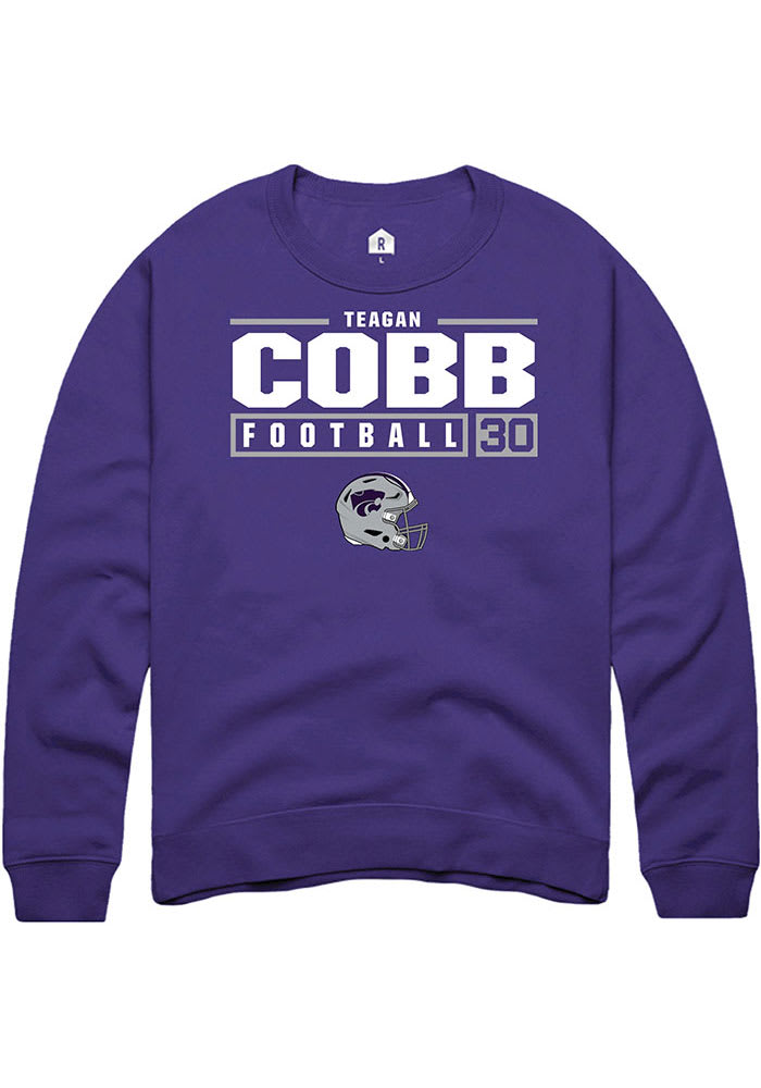Teagan Cobb Rally K-State Wildcats Mens Purple NIL Stacked Box Long Sleeve Crew Sweatshirt