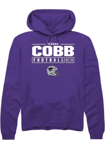 Teagan Cobb Rally Mens Purple K-State Wildcats NIL Stacked Box Hooded Sweatshirt