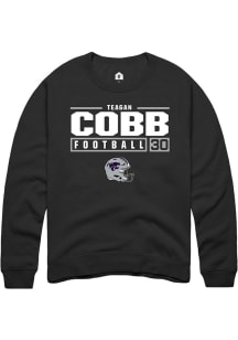 Teagan Cobb Rally Mens Black K-State Wildcats NIL Stacked Box Crew Sweatshirt