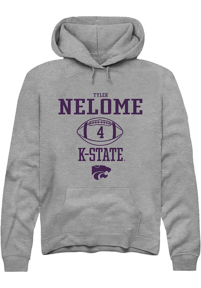 Tyler Nelome Rally K-State Wildcats Mens Grey NIL Sport Icon Long Sleeve Hoodie