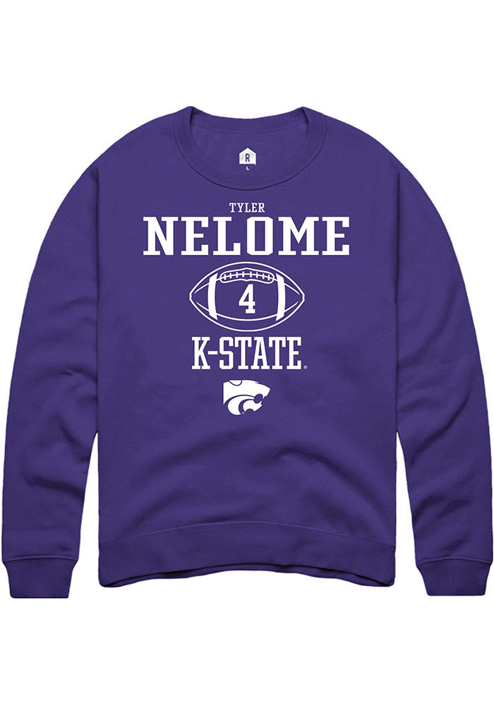 Tyler Nelome Rally K-State Wildcats Mens Purple NIL Sport Icon Long Sleeve Crew Sweatshirt