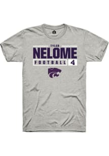 Tyler Nelome Ash K-State Wildcats NIL Stacked Box Short Sleeve T Shirt