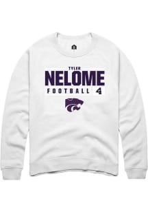 Tyler Nelome Rally Mens White K-State Wildcats NIL Stacked Box Crew Sweatshirt